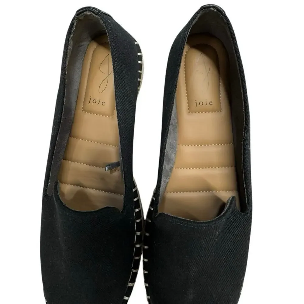 NWOT Joie Cara Espadrille Slip On Shoes in Black Canvas 8M